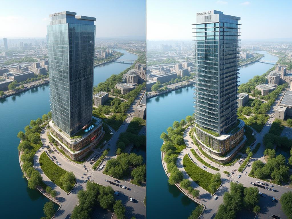 Riverbank Commercial Tower before and after